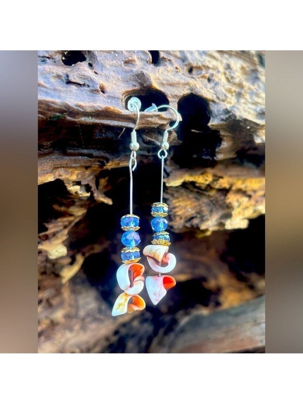 Dainty Demure Shell Artisan Hand Crafted 🇨🇦 Dangling Earrings 925 Silver Hooks